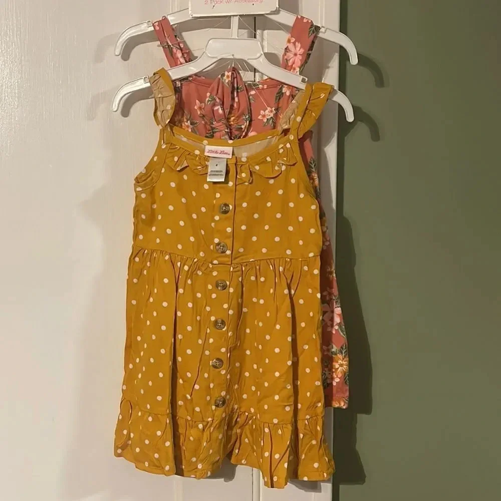 Little lass outfit and dresses with Flowers and Polka Dots size 4
